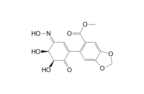 1,3-Benzodioxole-5-carboxylic acid, 6-[4,5-dihydroxy-3-(hydroxyimino)-6-oxo-1-cyclohexen-1-yl]-, methyl ester, cis-(.+-.)-
