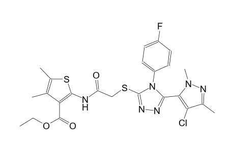 ethyl 2-[({[5-(4-chloro-1,3-dimethyl-1H-pyrazol-5-yl)-4-(4-fluorophenyl)-4H-1,2,4-triazol-3-yl]sulfanyl}acetyl)amino]-4,5-dimethyl-3-thiophenecarboxylate