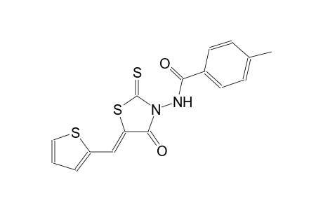 4-methyl-N-[(5Z)-4-oxo-5-(2-thienylmethylene)-2-thioxo-1,3-thiazolidin-3-yl]benzamide