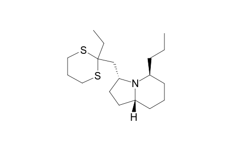 Indolizine, 3-[(2-ethyl-1,3-dithian-2-yl)methyl]octahydro-5-propyl-, (3.alpha.,5.beta.,8a.beta.)-