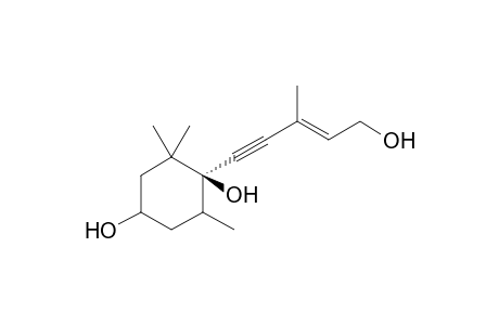 2-(E)-5-((1'S,4'R,6'R)-1',4'-dihydroxy-2',2',6'-trimethylcyclohexyl)-3-methyl-2-penten-4-yn-1-ol