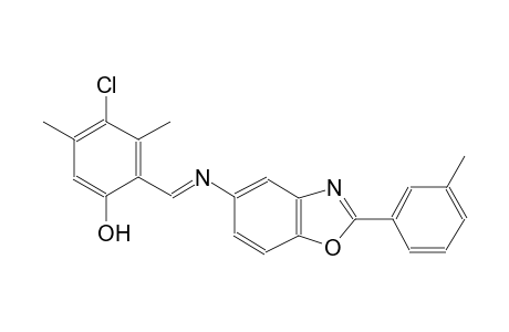 4-chloro-3,5-dimethyl-2-((E)-{[2-(3-methylphenyl)-1,3-benzoxazol-5-yl]imino}methyl)phenol