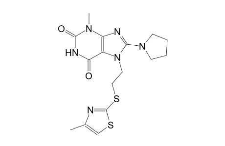 3-methyl-7-{2-[(4-methyl-1,3-thiazol-2-yl)sulfanyl]ethyl}-8-(1-pyrrolidinyl)-3,7-dihydro-1H-purine-2,6-dione