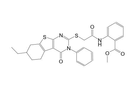 benzoic acid, 2-[[[(7-ethyl-3,4,5,6,7,8-hexahydro-4-oxo-3-phenylbenzo[4,5]thieno[2,3-d]pyrimidin-2-yl)thio]acetyl]amino]-, methyl ester