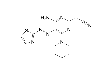 2-(4-amino-6-(piperidin-1-yl)-5-(thiazol-2-yldiazenyl)pyrimidin-2-yl)acetonitrile