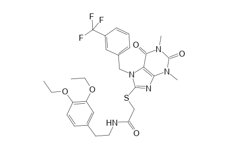 Acetamide, N-[2-(3,4-diethoxyphenyl)ethyl]-2-[[2,3,6,7-tetrahydro-1,3-dimethyl-2,6-dioxo-7-[[3-(trifluoromethyl)phenyl]methyl]-1H-purin-8-yl]thio]-