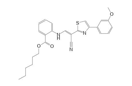 hexyl 2-({(E)-2-cyano-2-[4-(3-methoxyphenyl)-1,3-thiazol-2-yl]ethenyl}amino)benzoate