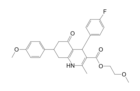 2-Methoxyethyl 4-(4-fluorophenyl)-7-(4-methoxyphenyl)-2-methyl-5-oxidanylidene-4,6,7,8-tetrahydro-1H-quinoline-3-carboxylate