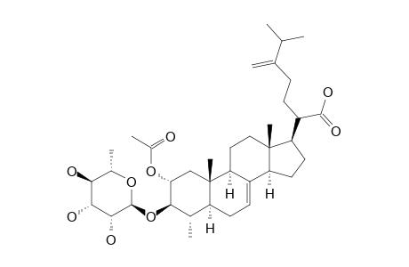 FRUTICOSIDE_E;4-ALPHA-METHYL-2-ALPHA-ACETOXY-5-ALPHA-ERGOST-7,24-(28)-DIEN-21-OIC_ACID-3-BETA-O-ALPHA-L-RHAMNOPYRANOSIDE