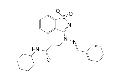 propanamide, N-cyclohexyl-3-[(2E)-1-(1,1-dioxido-1,2-benzisothiazol-3-yl)-2-(phenylmethylene)hydrazino]-