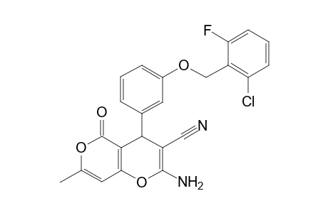 2-Amino-4-[3-(2-chloro-6-fluoro-benzyl)oxyphenyl]-5-keto-7-methyl-4H-pyrano[3,2-c]pyran-3-carbonitrile