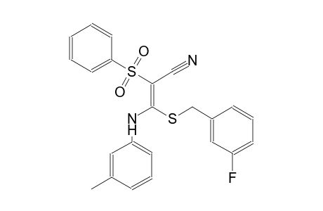 2-propenenitrile, 3-[[(3-fluorophenyl)methyl]thio]-3-[(3-methylphenyl)amino]-2-(phenylsulfonyl)-, (2E)-