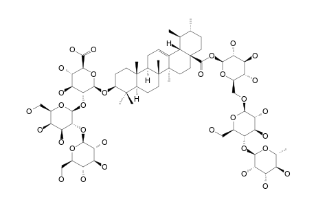 #9;SCHEFFURSOSIDE-E;3-O-BETA-D-GLUCOPYRANOSYL-(1->2)-BETA-D-GALACTOPYRANOSYL-(1->2)-BETA-D-GLUCURONOPYRANOSYL-URS-12-EN-28-OIC-ACID-28-O-ALPHA-L-RHAMNOPYRANOSY