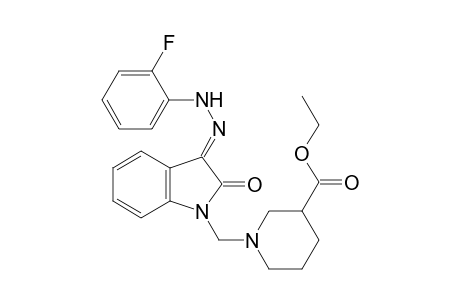 3-Piperidinecarboxylic acid, 1-[[3-[2-(2-fluorophenyl)hydrazono]-2,3-dihydro-2-oxo-1H-indol-1-yl]methyl]-, ethyl ester