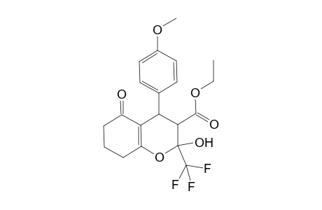 2-hydroxy-5-oxo-4-p-methoxyphenyl-2-trifluoromethyl-3,4,5,6,7,8-hexahydro-2H-chromene-3-carboxylic acid ethyl ester