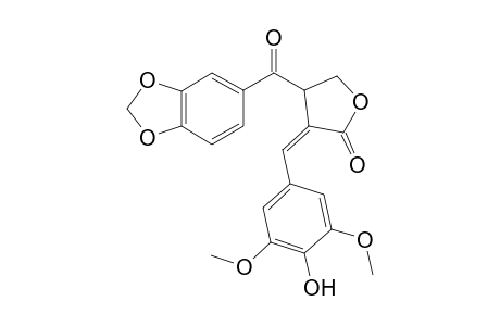 (E)-2,2'-(4-Hydroxy-3,5-dimethoxybenzal)-3-(3,4-methylenedioxybenzoyl)butanolide