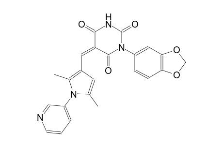 (5Z)-1-(1,3-benzodioxol-5-yl)-5-{[2,5-dimethyl-1-(3-pyridinyl)-1H-pyrrol-3-yl]methylene}-2,4,6(1H,3H,5H)-pyrimidinetrione