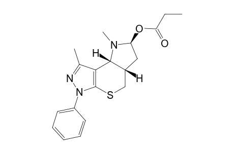 Ethyl (2RS,3aSR,8bRS)-2,3,3a,4,6,8b-Hexahydro-6-phenyl-1,8-dimethyl-1H-pyrrolo[2',3':4,5]thiopyrano[2,3-c]]pyrazole-2-carboxylate
