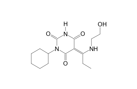 (5E)-1-cyclohexyl-5-{1-[(2-hydroxyethyl)amino]propylidene}-2,4,6(1H,3H,5H)-pyrimidinetrione