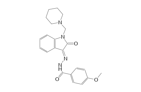 4-methoxy-N'-[(3E)-2-oxo-1-(1-piperidinylmethyl)-1,2-dihydro-3H-indol-3-ylidene]benzohydrazide