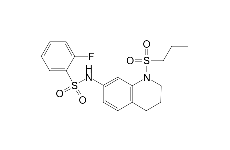 2-Fluoro-N-(1-(propylsulfonyl)-1,2,3,4-tetrahydroquinolin-7-yl)benzenesulfonamide