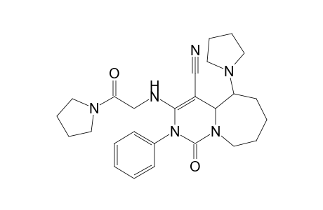 1-Oxo-3-[(2-oxo-2-(pyrrolidin-1-yl)ethyl)amino]-2-phenyl-5-(pyrrolidin-1-yl)-1,2,4a,5,6,7,8,9-octahydro-pyrimido[1,6-a]azepine-4-carbonitrile