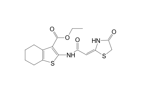 (E)-ethyl 2-(2-(4-oxothiazolidin-2-ylidene)acetamido)-4,5,6,7-tetrahydrobenzo[b]-thiophene-3-carboxylate