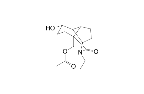 (1R*,4R*,7S*,8S*,9S*)-1-Acetoxymethyl-3-aza-3-ethyl-9-hydroxy-2-oxotricyclo[5.4.0.0(4,8)]undecane