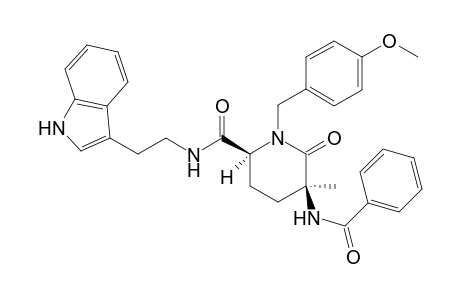 (2S*,5S*)-5-Benzoylamino-1-(4-methoxybenzyl)-5-methyl-6-oxopiperidine-2-carboxylic acid {2-(1H-indol-3-ylethyl}amide