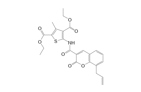 3-Methyl-5-[[oxo-(2-oxo-8-prop-2-enyl-1-benzopyran-3-yl)methyl]amino]thiophene-2,4-dicarboxylic acid diethyl ester