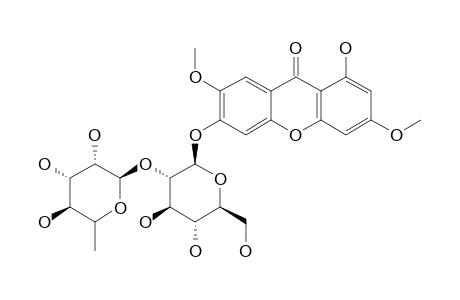POLYGALAXANTHONE-IV;6-O-[ALPHA-L-RHAMNOPYRANOSYL-(1->2)-BETA-D-GLUCOPYRANOSYL]-1-HYDROXY-3,7-DIMETHOXYXANTHONE