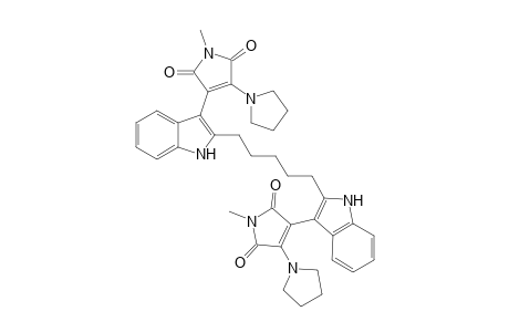 1-Methyl-4-[2'-[5''-(3'''-[1-methyl-2,5-dioxo-4-pyrrolidin-1-yl-2,5-dihydro-1H-3-pyrrolyl]-1H-2'''-indolyl)pentyl]-1H-3'-indolyl]-3-pyrrolidin-1-yl-2,5-dihydro-1H-pyrrole-2,5-dione