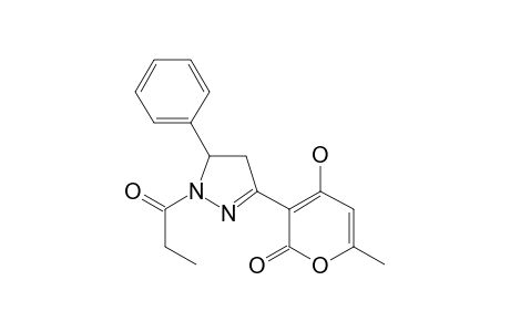 4-Hydroxy-6-methyl-3-(5-phenyl-1-propanoyl-4,5-dihydropyrazol-3-yl)pyran-2-one