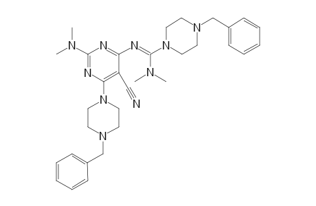 5-Cyano-2-(dimethylamino)-6-[dimethylamino(4'-benzylpiperazino)azomethino]-4-(4'-benzylpiperazino)pyrimidine