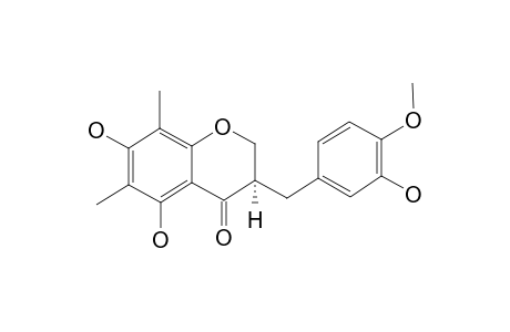 5,7-DIHYDROXY-6,8-DIMETHYL-3-(R)-(3'-HYDROXY-4'-METHOXYBENZYL)-CHROMAN-4-ONE;MAJOR_ISOMER