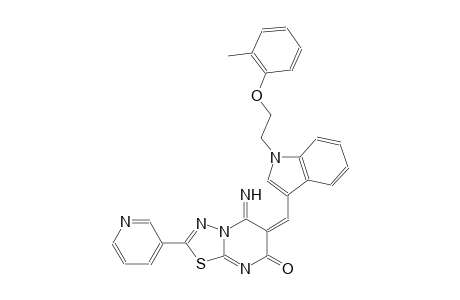 (6E)-5-imino-6-({1-[2-(2-methylphenoxy)ethyl]-1H-indol-3-yl}methylene)-2-(3-pyridinyl)-5,6-dihydro-7H-[1,3,4]thiadiazolo[3,2-a]pyrimidin-7-one