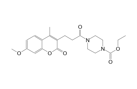 1-piperazinecarboxylic acid, 4-[3-(7-methoxy-4-methyl-2-oxo-2H-1-benzopyran-3-yl)-1-oxopropyl]-, ethyl ester