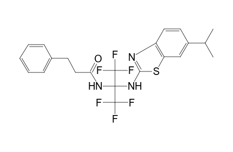 3-Phenyl-N-[2,2,2-trifluoro-1-[(6-isopropyl-1,3-benzothiazol-2-yl)amino]-1-(trifluoromethyl)ethyl]propanamide
