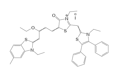 5-[3-Ethoxy-4-(3-ethyl-5-methyl-2(3H)-benzothiazolylidene)-2-butenylidene]-3-ethyl-2-[(3-ethyl-4,5-diphenyl-2(3H)-thiazolylidene)methyl]-4,5-dihydro-4-oxothiazolium iodide
