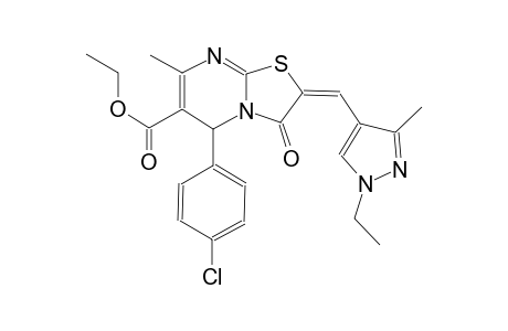 ethyl (2E)-5-(4-chlorophenyl)-2-[(1-ethyl-3-methyl-1H-pyrazol-4-yl)methylene]-7-methyl-3-oxo-2,3-dihydro-5H-[1,3]thiazolo[3,2-a]pyrimidine-6-carboxylate
