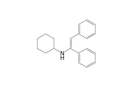 Benzenemethanamine, N-cyclohexyl-.alpha.-(phenylmethylene)-, (E)-