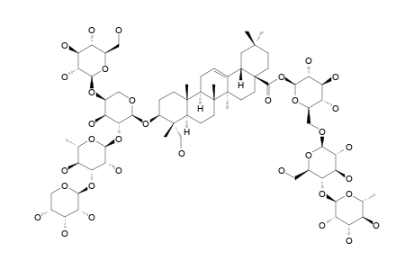 #2;CLEMATIUNICINOSIDE-B;3-O-BETA-D-RIBOPYRANOSYL-(1->3)-ALPHA-L-RHAMNOPYRANOSYL-(1->2)-[BETA-D-GLUCOPYRANOSYL-(1->4)]-ALPHA-L-ARABINOPYRANOSYL-HEDERAGENIN-28-O