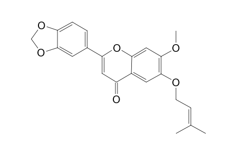 MILLETTOCALYXIN-B;3',4'-METHYLENEDIOXY-6-GAMMA,GAMMA-DIMETHYLALLYLOXY-7-METHOXYFLAVONE