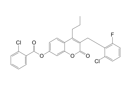 3-(2-chloro-6-fluorobenzyl)-7-hydroxy-4-propylcoumarin, o-chlorobenzoate