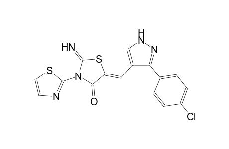 (5Z)-5-{[3-(4-chlorophenyl)-1H-pyrazol-4-yl]methylene}-2-imino-3-(1,3-thiazol-2-yl)-1,3-thiazolidin-4-one
