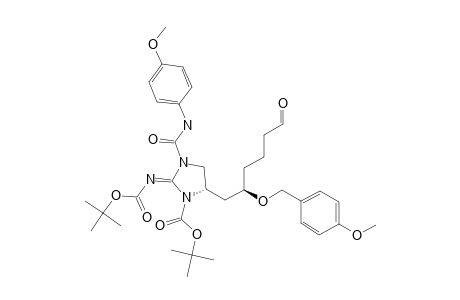(+)-(5R,4'S)-6-[N,3'-BIS-(TERT.-BUTOXYCARBONYL)-1'-(PARA-METHOXYPHENYLCARBAMOYL)-2'-IMINOIMIDAZOLIDIN-4'-YL]-5-(PARA-METHOXYBENZYLOXY)-HEXANAL