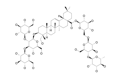 STAUNOSIDE-E;3-O-[BETA-D-GLUCOPYRANOSYL-(1->2)-[BETA-D-GLUCOPYRANOSYL-(1->3)]-BETA-D-GLUCOPYRANOSYL]-HEDERAGENIN-28-O-[ALPHA-L-RHAMNOPYRANOSYL-(1->