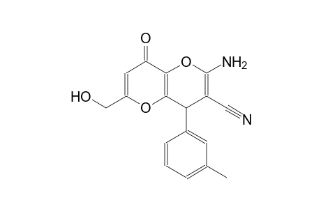 pyrano[3,2-b]pyran-3-carbonitrile, 2-amino-4,8-dihydro-6-(hydroxymethyl)-4-(3-methylphenyl)-8-oxo-