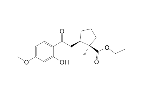 Cyclopentanecarboxylic acid, 2-[2-(2-hydroxy-4-methoxyphenyl)-2-oxoethyl]-1-methyl-, ethyl ester, cis-(.+-.)-