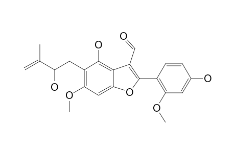 EBENFURAN_VIII;2-(4-METHOXY-2-HYDROXYPHENYL)-5-(3-METHYL-2-HYDROXYBUTEN-2-YL)-4-HYDROXY-6-METHOXYBENZOFURAN-3-CARBALDEHYDE